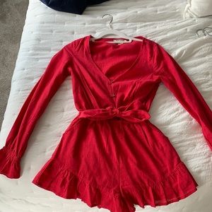 Billabong, long sleeve red romper, size xsmall